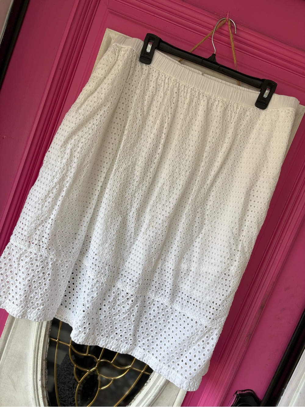 J. Crew White Eyelet Midi Skirt
